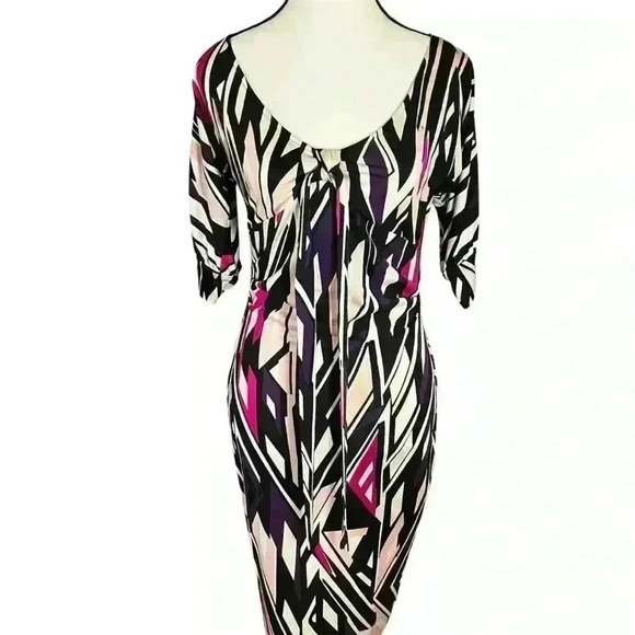 Diane Von Furstenberg 100% Silk Geometric Print Dress Women’s Size 4 Knee-length - Picture 1 of 9